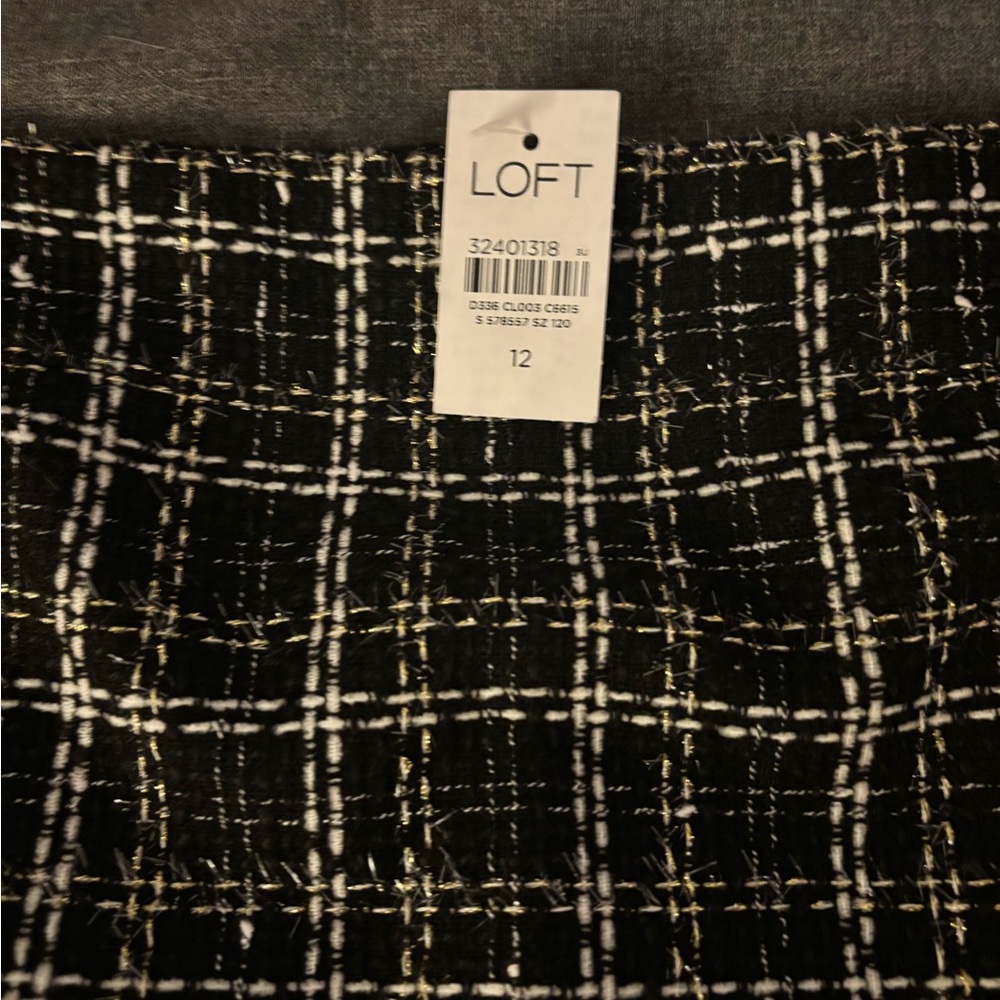 LOFT Black and White Checkered Skirt
